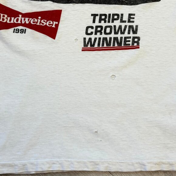 Rare Vintage 1991 Junior Hanley Budweiser Triple Crown Winner T-Shirt - Small - Picture 8 of 12